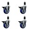 Service Caster 4'' Blue Poly Swivel 1-3/8'' Expanding Stem Caster Set with Brake, 4PK SCC-EX20S414-PPUB-BLUE-PLB-138-4 - alternate 1